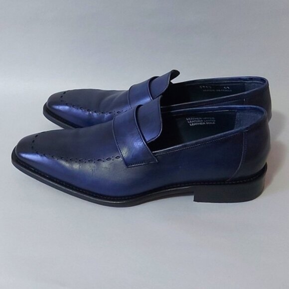 Calzoleria Toscana Dress Loafer Size 41 EU Blue Leather Handmade Style 5712 - Picture 4 of 15